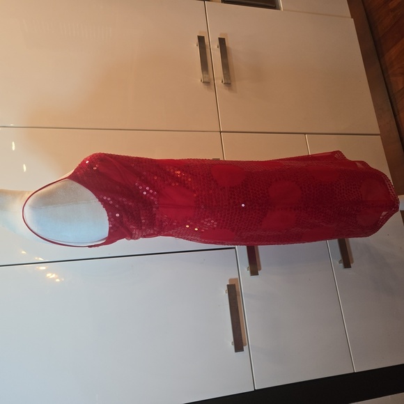 Kay Unger Sequins Polka Dot Sleeveless Slip Dress Womens Size 10 Red - Picture 3 of 10